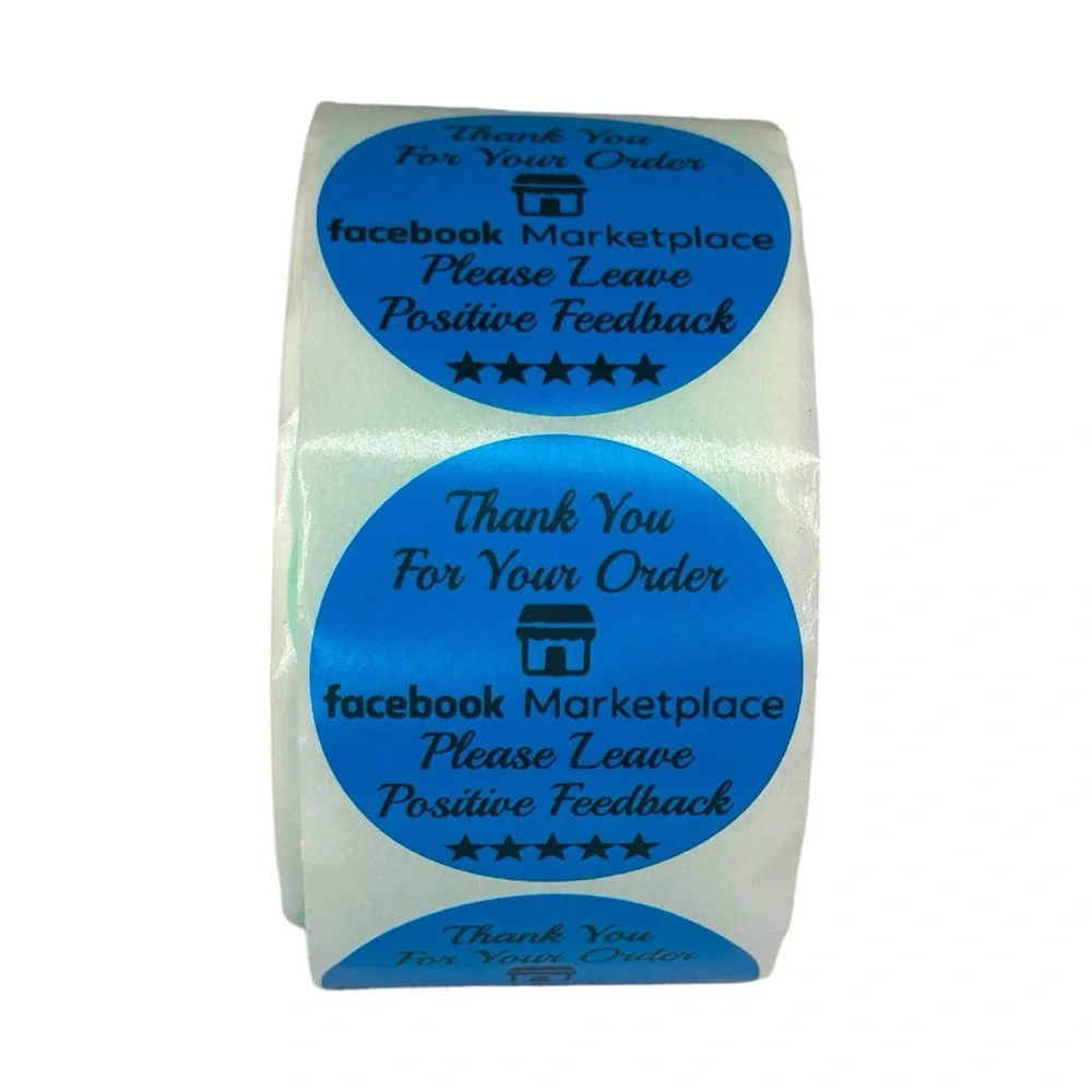 Thank You For Your Facebook Purchase - Stickers / Labels / Seals -2 " ROUND BLUE - Picture 2 of 5